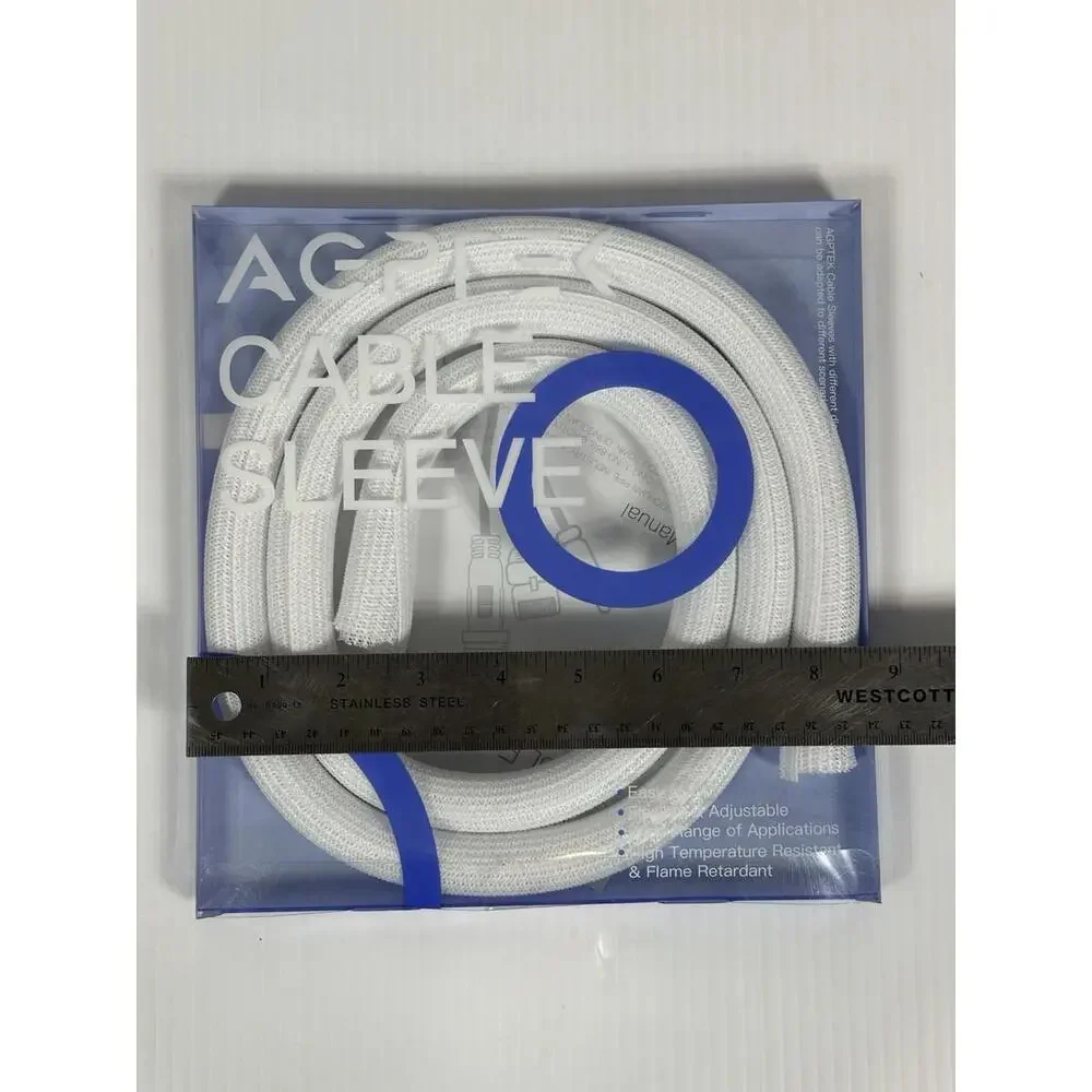 AGPTEK Cable Sleeve White‎ New in Package Adjustable Management Flame Retardant